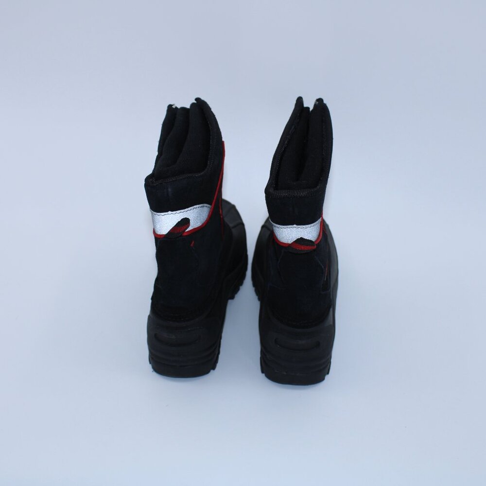 Totes Kids Black With Red Stripe Waterproof Lined Zipper Snow Boots - Picture 3 of 9